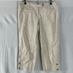 Ann Taylor Loft Petites Sz 2P Cropped Abstract Straight Pants Button Zip Casual